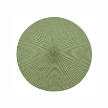 Load image into Gallery viewer, Green round woven placemat on a white background
