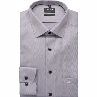 Folded gray dress shirt with black buttons on a white background