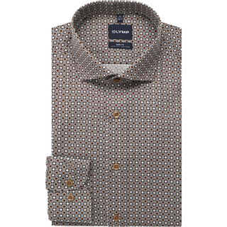 Olymp Body Fit Geometric Print L/S Shirt