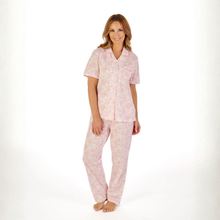 Load image into Gallery viewer, Slenderella S/S Button Pink Rose Print Pyjama
