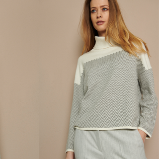 Marie Mero Knitted Jumper | Grey/Cream