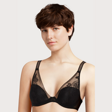Load image into Gallery viewer, A close up of a model wearing the Passionata Maddie Bra in Black. 
