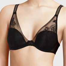 Load image into Gallery viewer, A close up of the front details on the Passionata Maddie Bra in Black. 
