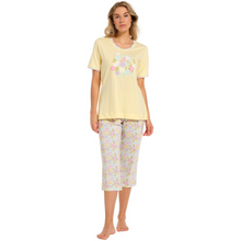 Load image into Gallery viewer, Pastunette Floral Print Capri Leg Pyjama | Lemon
