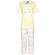 Load image into Gallery viewer, Pastunette Floral Print Capri Leg Pyjama | Lemon
