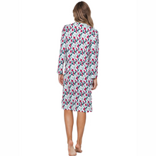 Load image into Gallery viewer, Woman wearing a floral nightshirt on a white background
