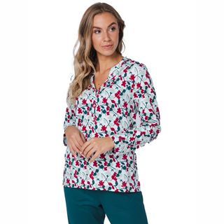 Lady in Pyjamas on White Background 