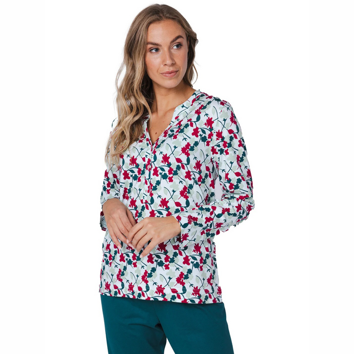 Lady in Pyjamas on White Background 