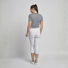 Load image into Gallery viewer, Person wearing a striped shirt and white pants on a plain background
