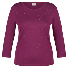 Load image into Gallery viewer, Purple long-sleeve shirt with small white patterns on a white background
