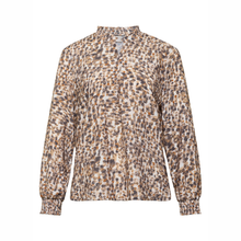 Load image into Gallery viewer, Front view of  Rabe Print V-Neck Top in Grey with a white background.
