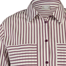 Load image into Gallery viewer, Striped shirt with a collar and buttons on a white background
