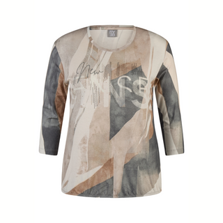 Long-sleeve shirt with abstract pattern on a white background