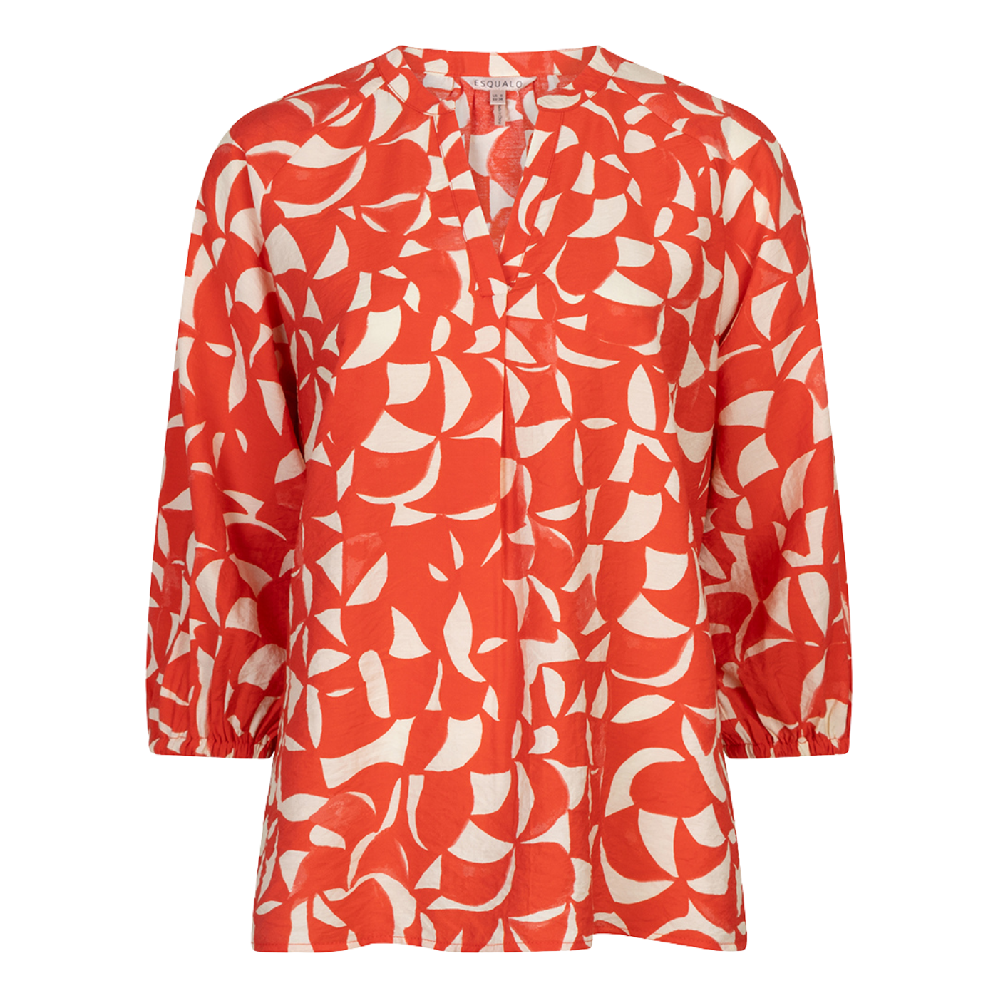 Load image into Gallery viewer, Front shot of Esqualo Raglan Blouse in the print Scarlet Graphic, with a White background.