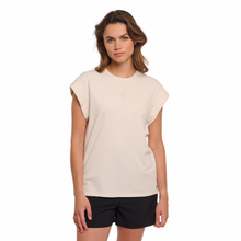 Load image into Gallery viewer, Model wearing Rino &amp; Pelle Sleevless Top in Birch colour.
