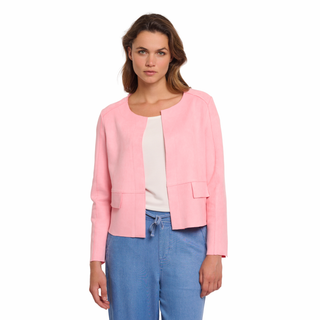 Front full Image of model wearing Rino & Pelle Brisia slim fit Jacket in Cotton Candy colour 