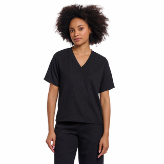 Model wearing Rino & Pelle Half Sleeve top in Black