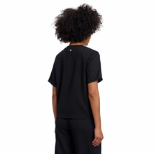Load image into Gallery viewer, Back view of model showcasing Rino &amp; Pelle Half Sleeve top in Black
