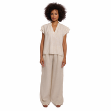 Load image into Gallery viewer, Full view of model wearing Rino &amp; Pelle Blouse with Ruffle Sleeves 
