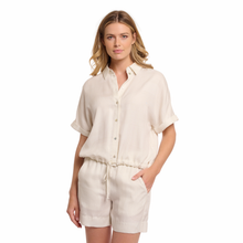 Load image into Gallery viewer, Model showcasing Rino &amp; Pelle Cropped Blouse  in Snow White

