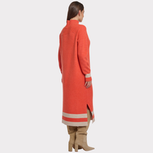 Load image into Gallery viewer, Person wearing an orange long coat on a white background
