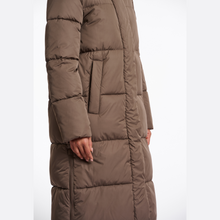 Load image into Gallery viewer, Brown puffer coat on a white background
