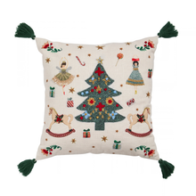 Load image into Gallery viewer, Embroidered Tree &amp; Rocking Horse Cushion
