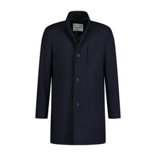 Load image into Gallery viewer, Navy blue coat with button details on a white background
