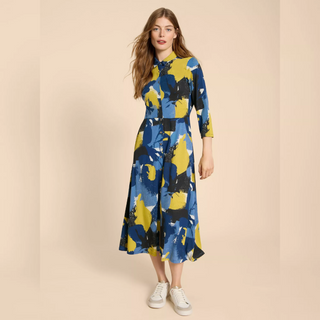 Rua Long Sleeve Jersey Shirt Dress | Blue Print