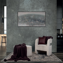 Load image into Gallery viewer, A promo shot of the Collins throw in Aubergine draped over an ottoman in a room
