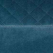 Load image into Gallery viewer, A close up side profile product shot of the Erin Diamond Cushion in Orion Blue that has a crisscross diamond pattern on one side and a plain pattern on the other side
