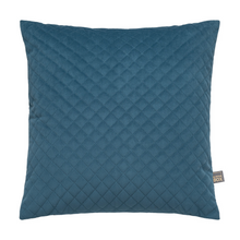 Load image into Gallery viewer, A product shot of the Erin Diamond Cushion in Orion Blue that has a crisscross diamond pattern
