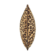 Load image into Gallery viewer, A side profile shot of the Gene Cushion in Sand with a leopard print design
