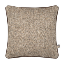 Load image into Gallery viewer, Shot of the Inish Murray cushion that has a twead like design and a natural colour
