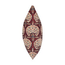 Load image into Gallery viewer, A side profile product shot of the Persia Cushion in Aubergine with a Persian design 
