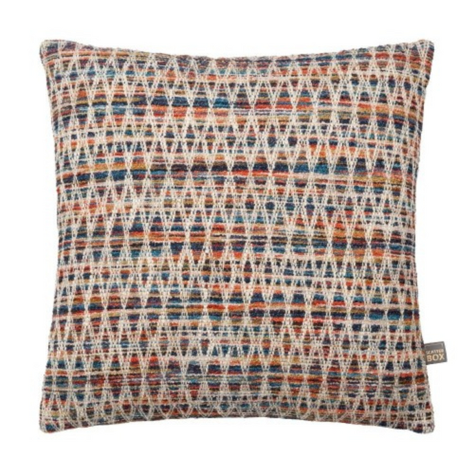Scatterbox Enniscrone Cushion with multi colour design and geometric pattern.