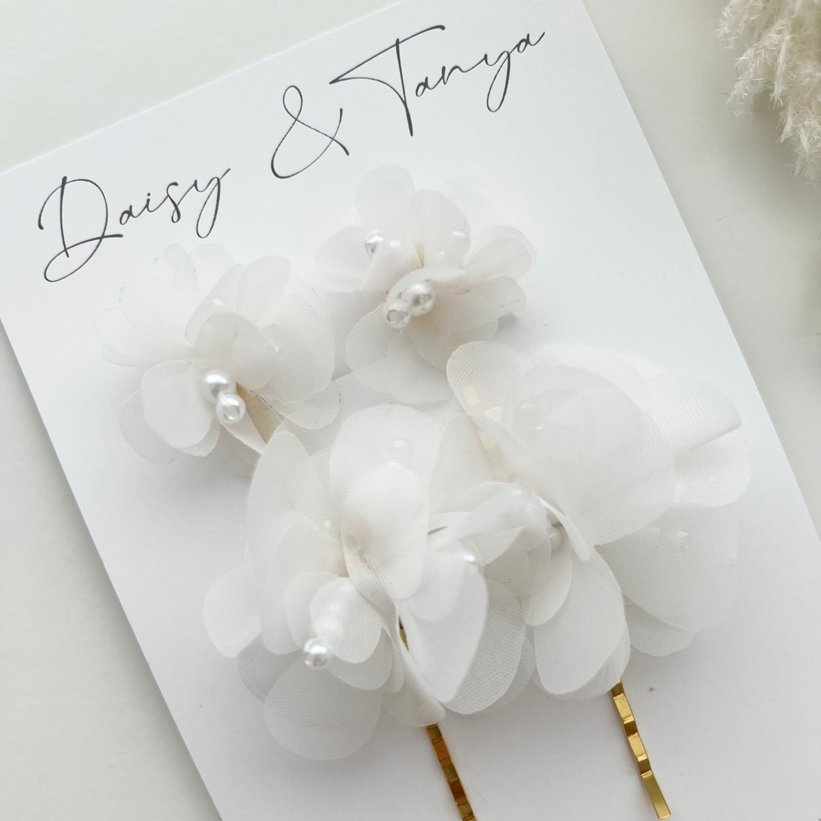 'Daisy and Tanya' Flower and Pearls Hair Clips