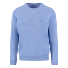 Load image into Gallery viewer, Front view of Fynch‑Hatton Roundneck, in Crystal Blue, with a white background.
