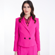 Load image into Gallery viewer, A close up of the Badoo Fuschia Box Jacket. 
