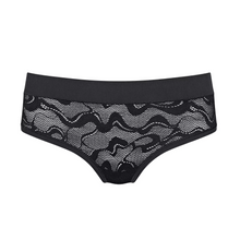 Load image into Gallery viewer, A product shot of the Sloggi Go All Round Lace Midi Brief in Black showing the front of the brief. 
