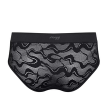 Load image into Gallery viewer, A product shot of the Sloggi Go All Round Lace Midi Brief in Black showing the back of the brief. 
