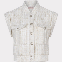 Load image into Gallery viewer, Esqualo short tweed gilet in offwhite colour closeup
