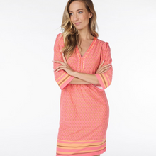 Load image into Gallery viewer, female model wearing esqualo dress in coral print

