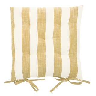 Wide Stripe Seat Pad with Ties Honeydew | 38x38cm