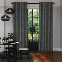 Load image into Gallery viewer, Eyelet Curtain on window dressed with black pole 
