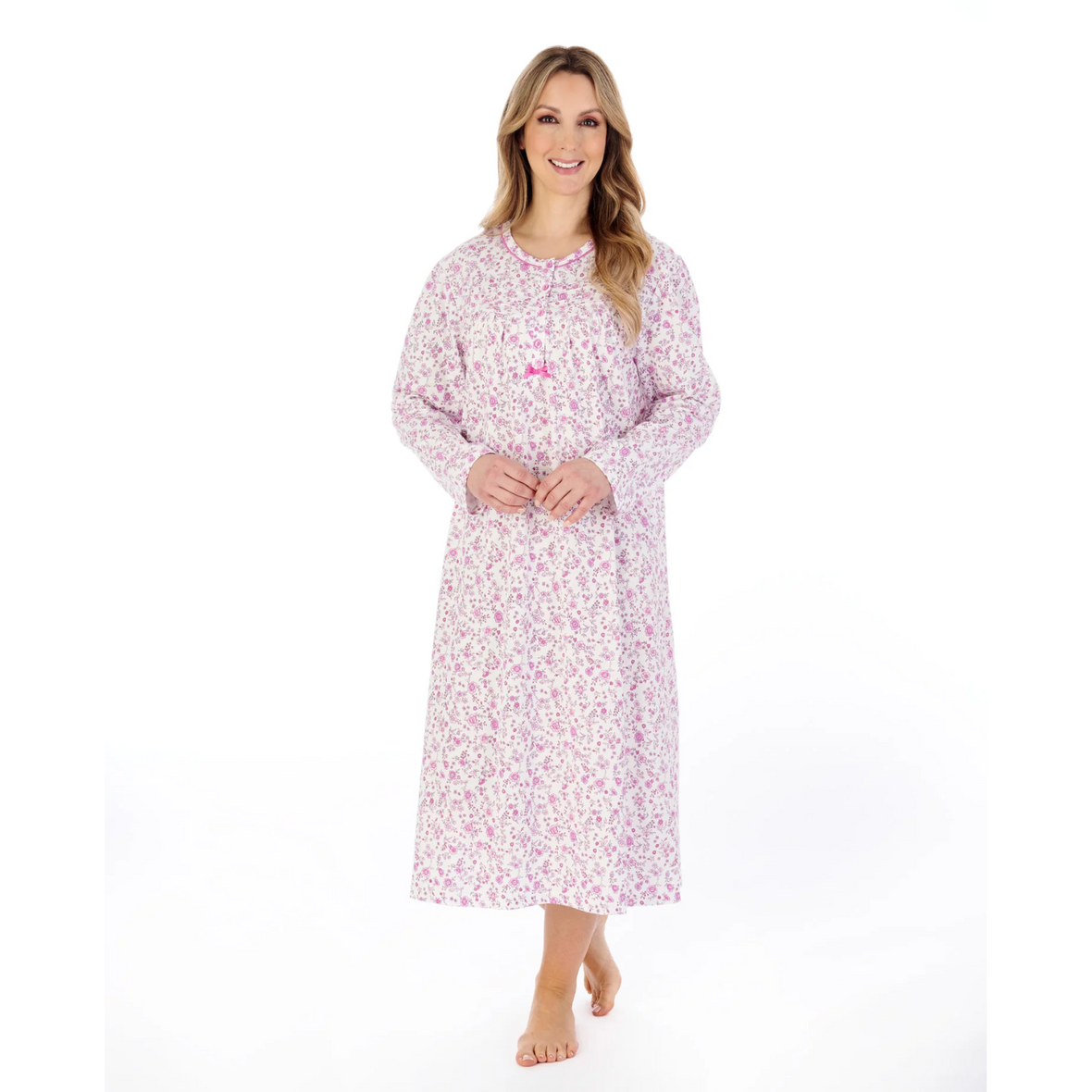Slenderella Ditsy Floral Jersey Nightdress | Pink