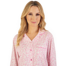 Load image into Gallery viewer, Slenderella Leaf Print Tailored Jersey Pyjama | Pink
