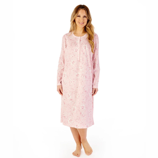Slenderella Long Sleeve Floral Jersey Nightdress