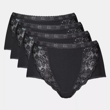 Load image into Gallery viewer, A product shot of  the Sloggi Chic Maxi Brief 4 Pack in Black.
