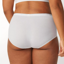 Load image into Gallery viewer, A close up of a model showing the back of the Sloggi Chic Maxi Brief in White. 
